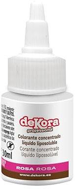 dekora - Fettlösliche Flüssige Lebensmittelfarbe Super Color - Färben Sie Ihre Rezepte Ganz Einfach - Azofrei, Glutenfrei und ohne Zuckerzusatz - Rosa Lebensmittelfarbe Flüssig 30 ml