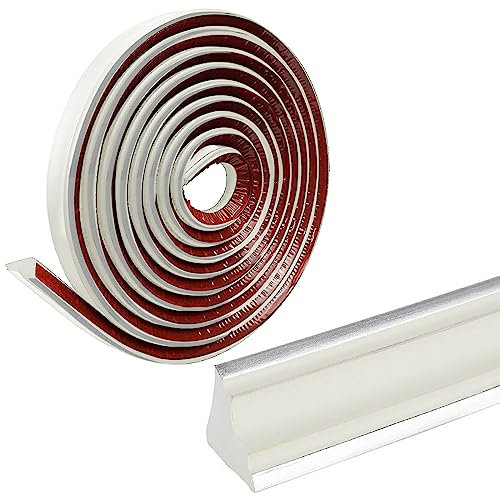 5M Flexible Zierleiste Selbstklebend Caulk Strip Deckenleisten PVC Dreieck Wandleiste Deckenkanten Fliesenkantenleiste für Wandkanten,Dichtungs Zierleisten Schrank 38 * 26mm (Opalin mit Silber)