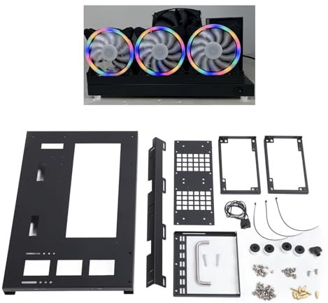 Computer Gehäuse Rack - Stahlplatte ATX M ATX ITX Gaming PC-Gehäuse offener Rahmen mit Griff mit leistungsstarker Kühlung Design für DIY