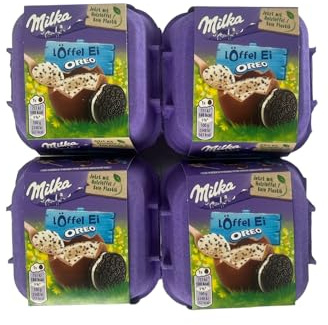 Milka Löffel Ei OREO Ostern - 4 Packungen zu je 128g - Osterschokolade in Süßigkeiten Großpackung