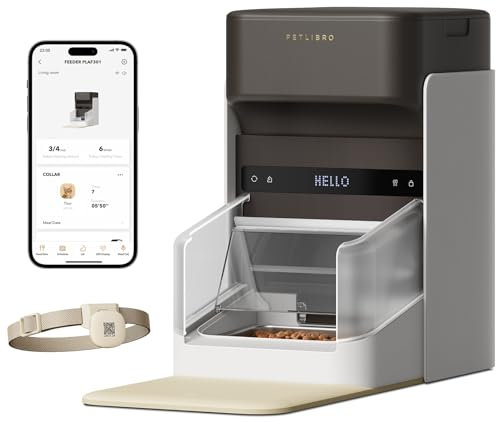 PETLIBRO RFID Automatic Cat Feeder, Stop Pets Fighting Over Food, Collar Activated Permission Feeding, Remote Feeding via App, Adjustable Lid, 3L Food Container, Ideal for Multi Cats