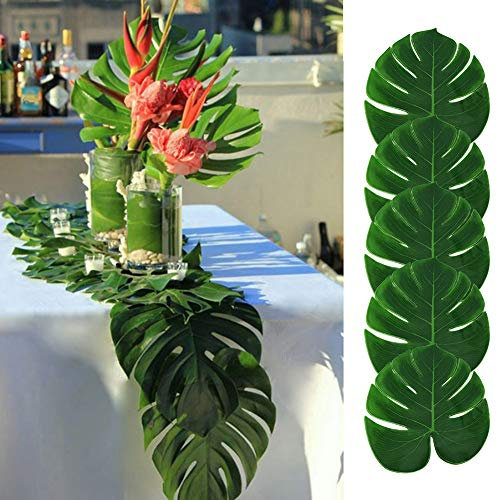 Feuilles de Palmier Tropicales Artificielles Lot de 12 pour Sets de Table Écoresponsables, Décoration de Table Biodegradable et Recyclable, Idéal pour Événements et Fêtes