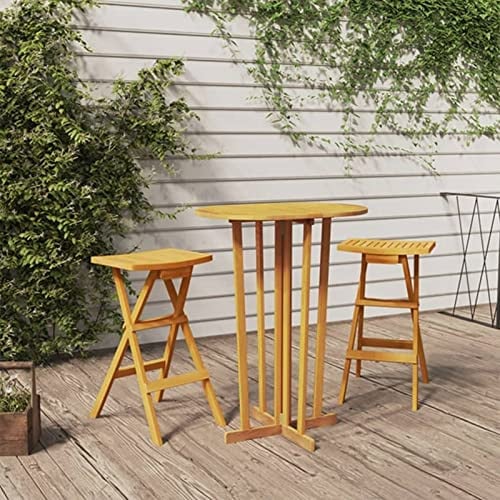 Homgoday Klappbarer Bartisch, massives Teakholz, 90 x 65 x 105 cm, Gartentische