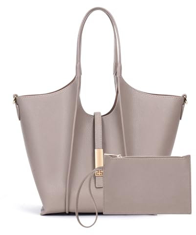 CHAMAIR Shopper Tasche Damen Tote Bag Elegant Damenhandtasche Henkeltasche Damen Handtasche Umhängetasche mit Geldbörse PU Leder Schultertasche Women's Totes Handbag Bürotasche