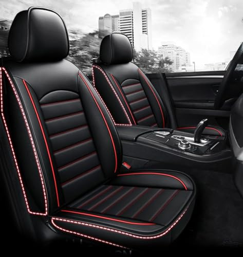 TaoZong Auto Sitzbezüge Sets,Für Peugeot 206 CC 2D / 207 CC WD Coupé Cabrio 2001-2015,Wasserdicht Bequem Sitzkissen Leicht Zu Reinigen Innenraum Zubehör,B-Black and red