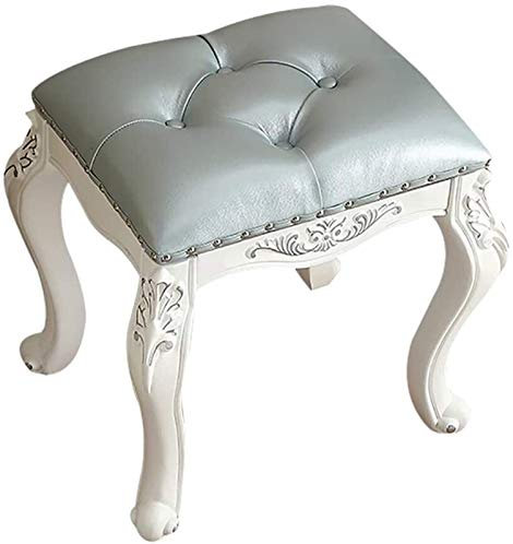 fussbank Frisiertisch Frisierkommode gepolsterter Bankstuhl Schminksitz barocker Klavierstuhl (Farbe: blau)