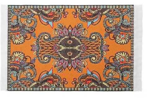 Odoria Puppenhaus Teppich Wohnzimmer Miniatur: 1/12 Maßstab Orientalisch Stoff für Schlafzimmer Küche - Mini Teppichboden Vintage Paisleymuster Orange
