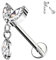 AWAKEN Titan-Labret-Piercing in Form von Blättern mit Anhänger und weißen Kristallen und mit Innengewinde PWC-181 Silber mit Transparent