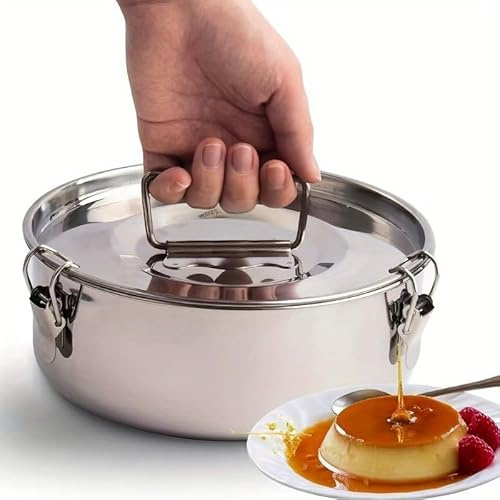 Stainless Steel Flan Mold, 63 Oz Flanera Baking Pan for Instant Pot 3 6 8 QT Flan Mold with Lid Silver Flanera Mold for Baking Oven Safe