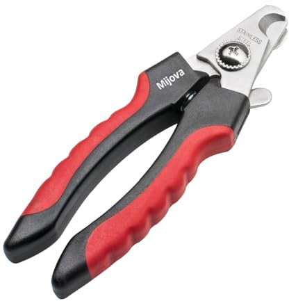 Mijova Coupe Ongle Chien, Coupe-Ongles Professionnel pour Chiens/Chats, Coupe-Ongles pour Animaux de Compagnie avec Garde de sécurité pour éviter de trop Couper Les Ongles, Lime à Ongles Gratuite