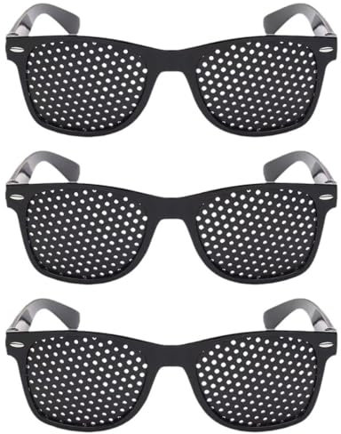 WeddHuis 3 Stücke Rasterbrille Pinhole Glasses,Augentrainer Lochbrille,Schwarze Rasterbrille für Sehvermögen-Verbesserung und Augenentspannung Pin-hole-brille Anti-ermüdungs-brille