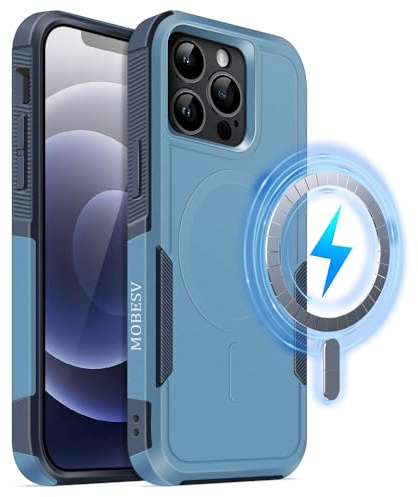 MOBESV Magnetisch Hülle für iPhone 13 Pro Max 6,7 Zoll, Handyhülle kompatibel mit MagSafe, Matte Stoßfeste Cover, Seeblau