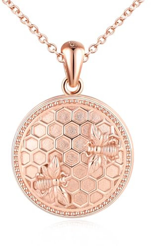 Animal Locket Necklace for Women That Holds Pictures: 925 Sterling Silver Bee Photo Pendant Necklaces-Hypoallergenic Locket Necklace with Picture-Personalised Jewelry Lockets Gifts for Her Rose Gold