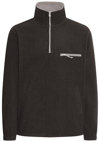 !Solid SDMatzo Herren Fleecepullover Pullover Sweater mit Troyerkragen Brusttasche Eingrifftaschen Relaxed fit, Größe:XXL, Farbe:True Black (194008)