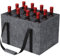 Lifewit Flaschentasche mit 12 Fächern, Filz Flaschentasche, Faltbare Filz Flaschentragetasche mit Griff für Wein, Getränke, Bier, Champagner, Weinflasche Getränketasche, Grau, 40 x 30 x 26cm