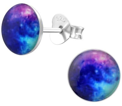Monkimau Galaxie Kinder Ohrringe | 925 Silber | Mädchen Ohrstecker Schmuck | Hypoallergen & Nickelfrei | Kinderohrringe Geschenkidee