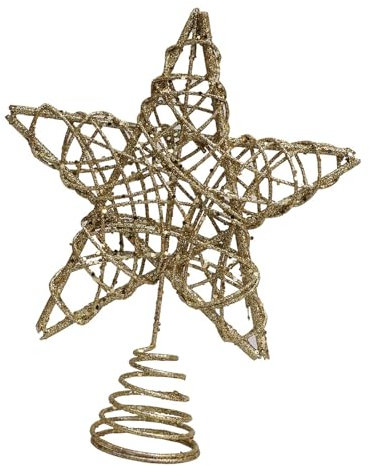 MISUVRSE Festival Pequeña Poinsettia Puntas de Árbol de Navidad Estrella Puntas de Árbol de Navidad de Hierro Hecho Festival