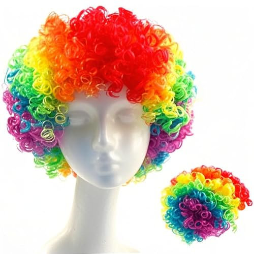 KOMUNJ Clown Perücke Bunte, Unisex Bunte Perücke, Zirkus Party Dekoration Clown Kostüm Set für Erwachsene Kinder Halloween