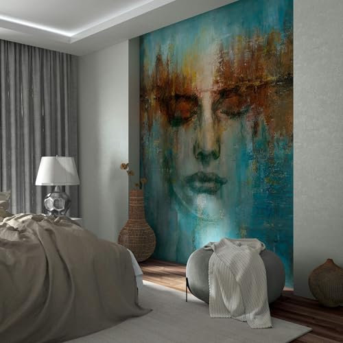 marburg Papier Peint Vert avec Visage Abstrait Graphique Moderne pour Salon Chambre Cuisine 2.70x2.12