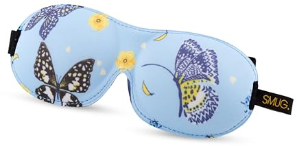 SMUG 100% Blackout Sleep & Eye Mask | Eyelash Extension Friendly | Eye Masks for Sleeping | Sleep Masks for Women & Men | Straps for Dream Comfort & Adjustability | Butterflies