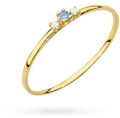 MARKO Ring Damen Gold mit Zirkonia – Echtgold Schmuckring Glitzer – Verlobungsring Damen Gold – Frauen Ringe Schmuck – Ästhetischer Love Everlasting - Anxiety (Blauer Zirkoniumdioxid, 62 (19.8))