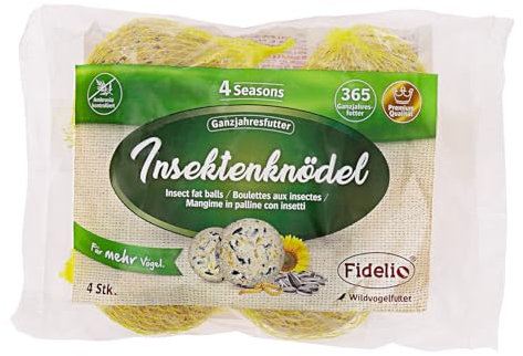 Fidelio Insektenknödel 4 Stück, 335g - Ganzjahresfutter für Wildvögel
