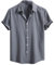 Camisa hawaiana para hombre, con botones, texturizada, sin planchado, ligera, transpirable, tropical, para vacaciones, verano, floral, informal, para fiesta en la playa, gris, S