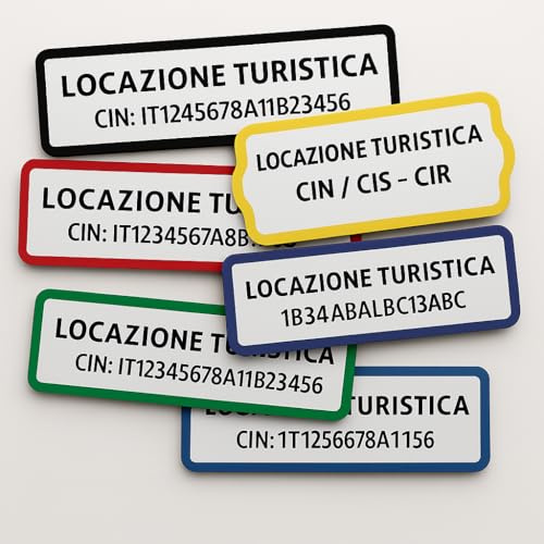 A&M Targhetta CIN Personalizzata x Locazione Turistica - Targa per Casa Vacanze per Codice CIN CIS CIR