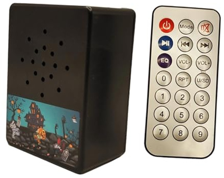 Perfeclan Halloween-Soundplayer mit 30 Grusel-Sounds, Horror-Soundeffekt-Player, Hofparty-Dekoration,Schreiende Lautsprecherbox - Inkl. Fernbedienung,60x38x82 mm