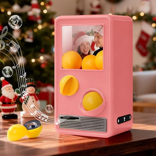 Personalisierte Gachapon Maschine mit Musik Foto Retro Kapselautomat mit Mini-Schallplatten und Lieblingslied Interaktiver Mini-Plattenspieler Kreatives Geschenk für Freundin Partner Familie Musikfans
