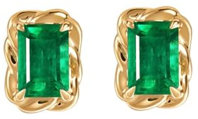Beydodo Ohrstecker 585 Gold Damen, Ohrringe Frauen Rechteck mit Smaragd 1.12ct Ohrstecker Hochzeit Nickelfrei Echtschmuck