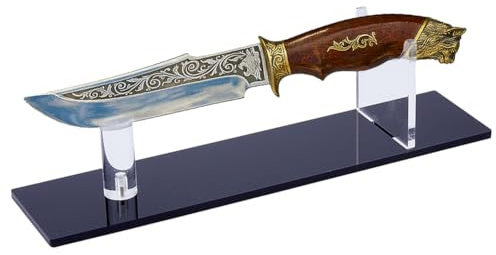 DICOSMETIC Acrylic Knife Display Stand Dagger Display Holder Fixed Blade Knife Holder 26.8x6.4x6.95cm Desk Sword Stand for Rustic Cabin Home Decor, Black