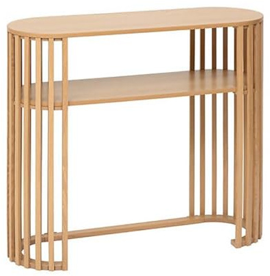 PEGANE Table Console décorative à Lignes arrondies, Coloris Beige - Longueur 100 x Profondeur 35 x Hauteur 85 cm