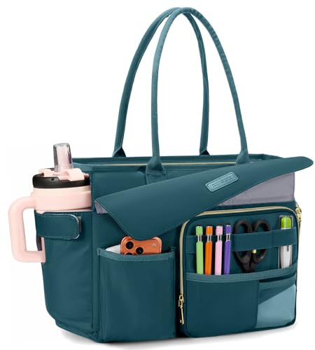 RAINSMORE Lehrertasche Damen mit Lunchfach 15,6 Zoll Laptoptasche Groß Isoliertes Fach Wasserdicht Arbeitstasche für Büro Uni Reisen Shopper Handtasche Grün