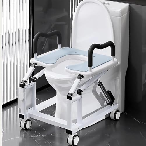 Toilet Seat Lifter with Anti-Slip Armrests and 360° Wheels for Enhanced Safety and Mobility