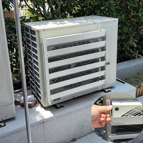Klimaanlagen Deflektor for Außengerät Aus Edelstahl Windführung Klimaanlage Abluftschutzgitter Windabweiser for Wärmepumpe Korrosionsschutz Weiß Universal(550mm)