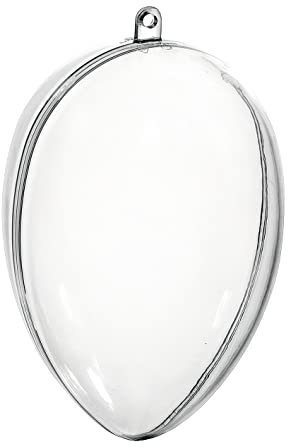 1 Acryl-Ei 12cm transparent teilbar mit Aufhängeöse Ostern Osterei zum Bemalen