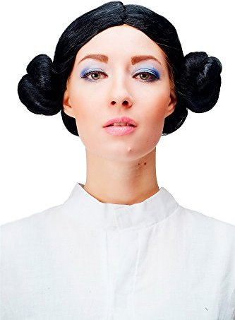 WIG ME UP - 4253-P103 Fasching Karneval Perücke Schwarz Geflochtene Haarknoten Dutts Bayern Tirol Tracht