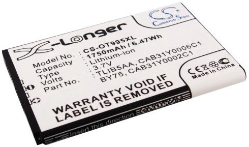 TLIB5AA / CAB31Y0006C1 / CAB31Y0002C1 / BY75 Lithium Batterie für Alcatel One Touch 995 (3,7°V, 1750°mAh)