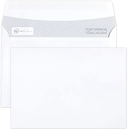Clairefontaine 691C - Karton mit 500 Umschlägen Calligraphe C6-114x162mm, selbstklebend, 80g, Weiß, 1 Karton