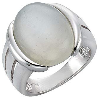 Zeeme Gemstones Damen Ring 925/- Sterling Silber Rhodiniert Mondstein weiß 360271736