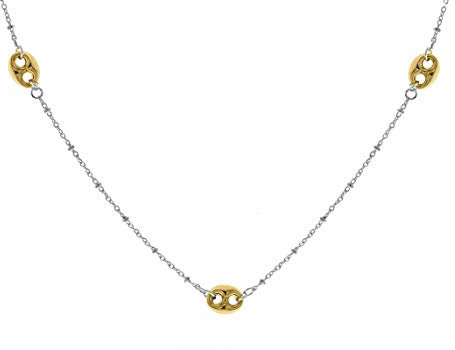 Tuscany Silver Women's Sterling Silver Yellow Gold Plated Link and Ball Chain Necklace of 91.5cm/36