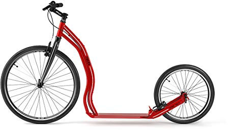YEDOO Trexx Tretroller - bis 130 kg, Kickscooter mit Luftreifen 26/20 - Roller Scooter für Erwachsene, Dogscooter aus Aluminiumlegierung, Gewicht 7,9 kg, rot/schwarz