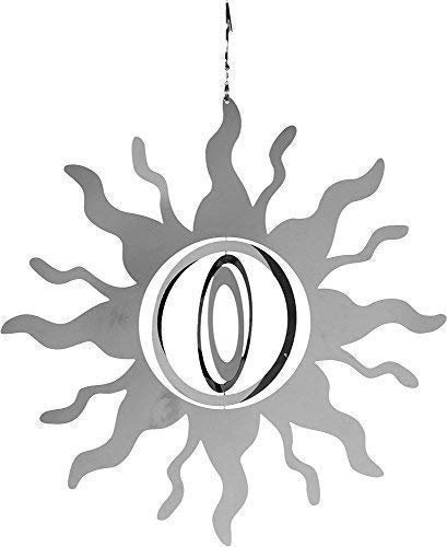 linoows Garten Windspiel Sonne, Gartendeko, Moderne Gartenfigur Edelstahl Optik