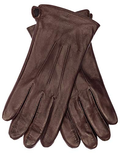 EEM Herren Lederhandschuhe, weiches italienisches Leder, Touchfunktion, Fleecefutter, dunkelbraun L