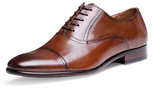 DESAI Chaussure Derbys Homme Habillées Affaires de Ville Brogue à Lacets Dressing Loafes de Bureau Mariage, Marron, 38 EU