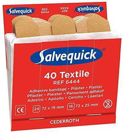 Salvequick Plaster Dispenser, Fabric Plasters Refill (40 Plasters)