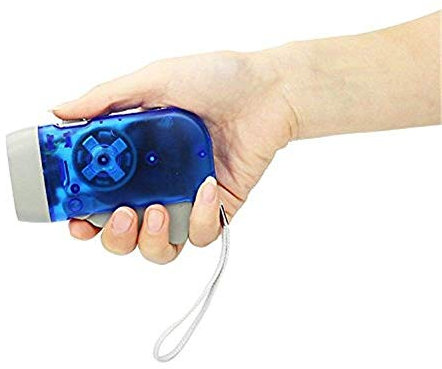 TuDu 3 LED Creative Lampe de Poche Lumière de la Torche Main à Pression Manuelle Lumière de Camping Manivelle Pratique avec Écharpe Confortable – Bleu