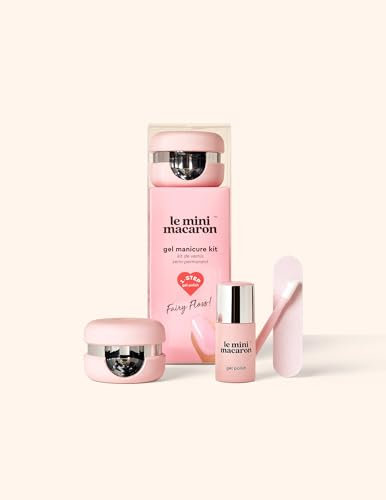 Le Mini Macaroon - Manicure and Pedicure Kit - Semi-Permanent Nail Polish - Quick Drying LED Lamp - Fairy Floss Powder Pink Nail Gel Polish