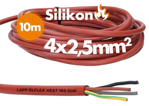 Lapp 00460213 Ölflex Heat 180 Câble en silicone 10 m I Câble en silicone 4G2,5 mm² I Câble sauna 4 x 2,5 mm² avec conducteur de protection I SiHF Câble de 10 m